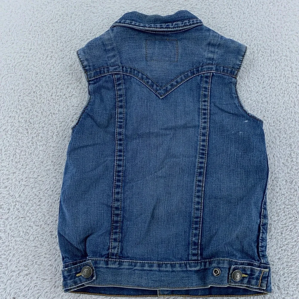 True Religion Denim Cut-off‎ Vest YOUTH KIDS XL Trucker Distressed Button Front
